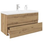 New 2026 meuble de lavabo de bain - 1 pc - armoire d�vier - avec bassin et robinet int�gr�s ch�ne artisanal ...