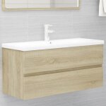 New 2026 meuble lavabo de bain - 1 pc - armoire d�vier - avec lavabo int�gr� ch�ne sonoma agglom�r� 100x38. ...