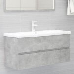 New 2026 meuble lavabo de bain - 1 pc - armoire d�vier - et lavabo int�gr� gris b�ton bois ding�nierie ...