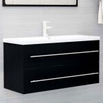 New 2026 meuble lavabo de bain - 1 pc - armoire d�vier - avec lavabo int�gr� noir agglom�r� 100x38. 5x48 ...