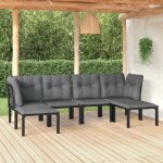 New 2026 salon de jardin lot de 6 meuble pour 5 personnes noir et gris r�sine tress�e 62x62x68 cm s1774 ...