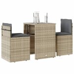 New 2026 set de table bistro - lot de 3 - pour balcon terrasse - et coussins gris clair r�sine tress�e ...