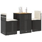New 2026 set de table bistro - lot de 3 - pour balcon terrasse - avec coussins noir r�sine tress�e 55x52x76 ...