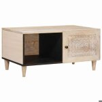 New 2026 table basse(1 pc) - table de salon - beige 80x50x40 cm bois dacacia massif l867