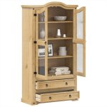 New 2026 vitrine en verre classique armoire corona 99x43x187 cm bois massif de pin l4229