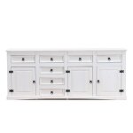 New buffet mexico avec 7 tiroirs et 3 portes largeur 200 cm hauteur 84 cm blanc / ciré. New buffet mexico avec 7 tiroirs et 3 portes largeur 200 cm hauteur 84 cm blanc / ciré.