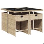 New�meuble de jardin - bestmeuble - ensemble � manger de jardin - coussins 5 pcs - ( table + chaises) ...