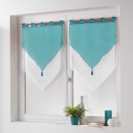 Paire de rideaux - new - voile bicolore azur blanc / bleu - 2 x 60 x 160 cm - passe - tringle - style ...