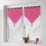 Rideau voilage bicolore azur blanc / rose - new - 2 x 60 x 160 cm - passe - tringle