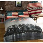 Housse de couette - new york - king taille - noir et blanc - 1 housse et 2 taies - design contemporain ...