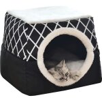 Niche pour chat - noname - 35x33x30cm - noir - coussin amovible - confortable et antidrapant