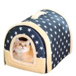 Niche pour chat pliable avec coussin lavable - maison grotte int�rieure boule jouet fond antid�rapant ...