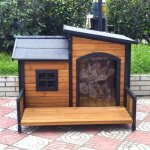 Niche border collie pour chien avec toit shingle ouvrant et terrasse taille l