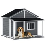 Niche pour chien ext�rieur - pawhut - terrasse et toit bitum� pour chien de taille moyenne et grande ...