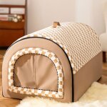 Niche pour chien ferm�e et chaudem:40x35x35cmmaison arrondie s�curisante automne / hiver panier chien ...