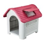 Niche pour chien moyen gardiun dakota 87x72x75 cm fabrique en rsine couleur beige / rouge
