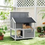Niche ext�rieure pour chat abri pour chat dext�rieur imperm�able toit � charni�res bois d�pic�a 80 x ...