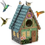 Nichoir oiseaux - maison doiseau - suspendu - r�sine - vert - 21. 4cm h