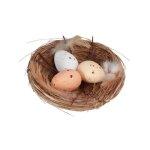 Nid naturel avec 3 ?ufs 12x4 cm - marron