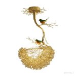 Lustre - maison - nid doiseau - led - blanc - design contemporain - 50 cm x 30 cm x 43 cm