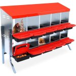 Nid de pondoir pour poules 10 compartiments avec bac collecteur et grille da�ration - 133x52x95cm rouge ...