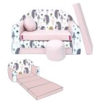 Canap� convertible lit enfant nino - h�rissons rose clair - oeko - tex - 2 places modulable - 3 matelas ...