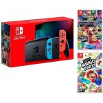 Nintendo switch rouge / bleu non 32go [nouveau modle v2] super mario party + mario kart 8 deluxe