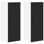 Promotion no�l?armoire de cuisine - �l�ment bas de cuisine - 2 portes - 2 pcs noir 30x31x80cm - bois ...