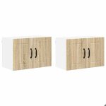 Promotion no�l?armoires murales de cuisine - �l�ment haut de cuisine - capacit� max : 75 kg - 2 pcs ch�ne ...