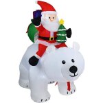 Dcoration gonflable - nol - pre nol chevauchant un ours - polyester - led - 210x170 cm