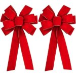 Noeud de porte - gros noeud rouge - 78x27cm - velours - décoration de noël - 2pcs Noeud de porte - gros noeud rouge - 78x27cm - velours - décoration de noël - 2pcs