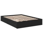 Noir 140 x 190 cm - lit bois - stables et durable - cadre de lit avec tiroirs - matelas non inclus - ...
