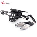 Noir avec 2 lumières - support universel de plaque dimmatriculation arrière de moto feu clignotant pour ... Noir avec 2 lumières - support universel de plaque dimmatriculation arrière de moto feu clignotant pour ...