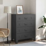 Noir cabinet � vitrine / commode de salon / chambre buffet bas � tiroirs m�tal style industriel 78x40x93cm ...
