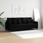 Noir canap� pour 3 places - keethe - sofa fixe - 2 - moderne canap� � 3 places noir 180 cm tissu 45518 ...