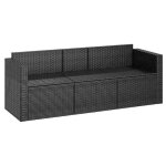 Noir canap� dext�rieur / jardin - sarazyj - canap� de jardin - � 3 places - avec coussins - noir - r�sine ...