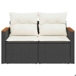 Noir canap� dext�rieur / jardin - sarazyj - canap� de jardin - avec coussins 2 places - noir - r�sine ...