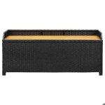 Noir chaise / meuble dext�rieur sarazyj - banc de rangement de jardin - 120cm - r�sine tress�e noir - ...