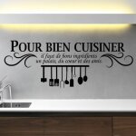 Stickers muraux pour cuisine - noir - pvc - dimension 40cm x 110cm