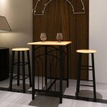 Noir ensemble de table � d�ner bois brun roux avec noir acier e280