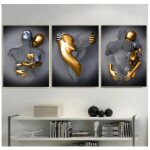 Noir et or amour coeur figure statue toile peinture art moderne affiches mur photos pour salon décor ... Noir et or amour coeur figure statue toile peinture art moderne affiches mur photos pour salon décor ...
