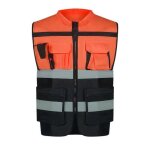 L - noir orange - gilet de s�curit� r�fl�chissant pour moto v�tement de travail personnalis� multi poches ...