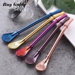 Noir - pailles  th colores en acier inoxydable 304 cuillre  th yerba mate filtre  th rutilisable ...