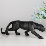 Un noir - l - statue de panthre moderne en rsine sculpture de style gomtrique abstrait dcoration ...
