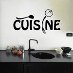 Noir stickers muraux cuisine fourchette et cuill�re d�coration de cuisine taille:58cmx30cm