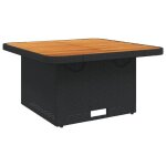 Table de jardin noir 80x80x71 cm r�sine tress�e et bois acacia - noir - meuble de salon - carr� - ext�rieur ...