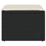 [les soldes]noir tabouret de jardin avec coussin noir 55x55x37 cm r�sine tress�epoids 6. 6 kg@305377
