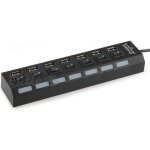 Hub usb - noir - 7 ports - interrupteur on / off - lumires led - haute vitesse