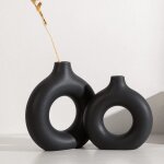 Noir vase en céramique 2 pièces vase décoratif moderne dépoli rond contenants pour fleurs séchées contenants ... Noir vase en céramique 2 pièces vase décoratif moderne dépoli rond contenants pour fleurs séchées contenants ...