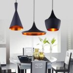 Noire lustre suspension luminaire industrielle plafonnier en aluminium lampe suspendu pour chambre salon ...